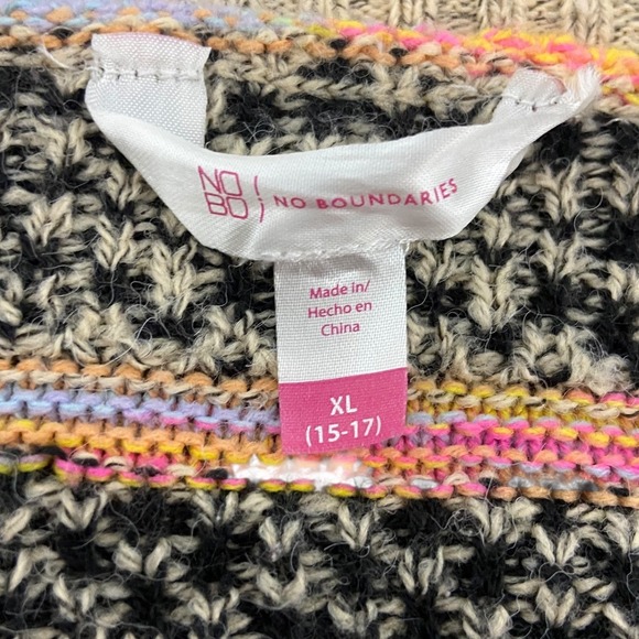 No Boundaries Cocoon Pattern Duster Open Front Aztec Boho Cardigan Juniors XL - Picture 3 of 8